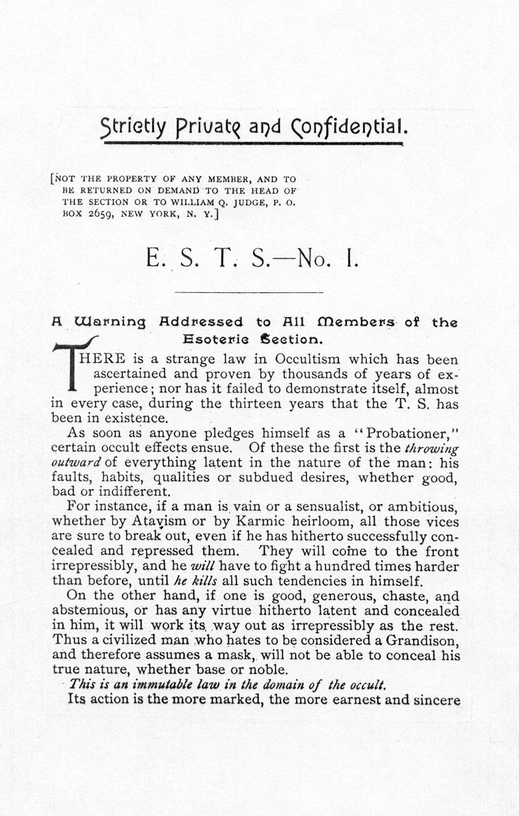 E.S.T.S. - No. I, page 1